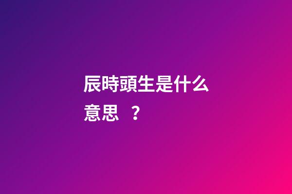 辰時頭生是什么意思？